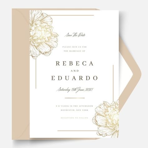 Golden flowers wedding card | Free Vector #Freepik #freevector #wedding #floral #invitation #flower Gold Wedding Invitations Elegant, Hand Drawn Wedding Invitations, Boho Wedding Invitation Template, Painted Wedding Invitation, Marble Invitation Wedding, Floral Wedding Stationery, Wedding Invitation Trends, Engagement Invitation Template, Minimal Wedding Invitation