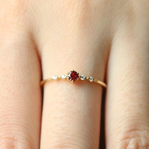 Crystal Engagement Ring, Crystal Engagement Rings, Red Stone Ring, Small Ring, Gold Armband, Gold Ring Designs, Ruby Engagement Ring, Gold Gift, Red Ruby