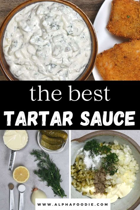 Wonderfully creamy and with the perfect hint of sour, this easy homemade tartar sauce recipe is a go-to dipping sauce for seafood dishes. Quick Tartar Sauce Recipe, Dipping Sauce For Seafood, Quick Tartar Sauce, Best Tartar Sauce, Sauce For Seafood, Easy Tartar Sauce, Tartar Sauce Recipe, Loaded Mashed Potatoes, Homemade Tartar Sauce