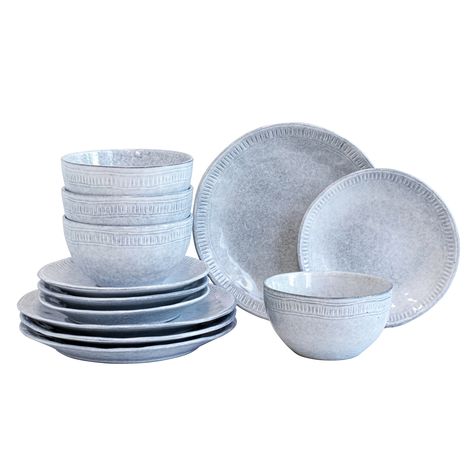 Overandback Stoneware Dinnerware Set - Service for 4 & Reviews | Wayfair Dinnerware Sets Rustic, Blue Dinnerware Sets, Stoneware Dinner Sets, Rustic Dinnerware, Melamine Dinnerware Sets, Bone China Dinnerware, Blue Dinnerware, Stoneware Dinnerware Sets, Melamine Dinnerware