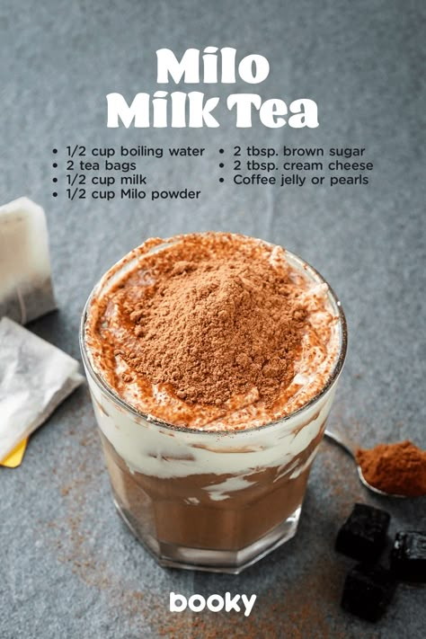 Milo Drink Recipe, Resep Mojito, Milo Drink, Milo Recipe, Milk Tea Recipes, Iced Drinks Recipes, Tea Drink Recipes, Resep Smoothie, Cold Coffee Recipes