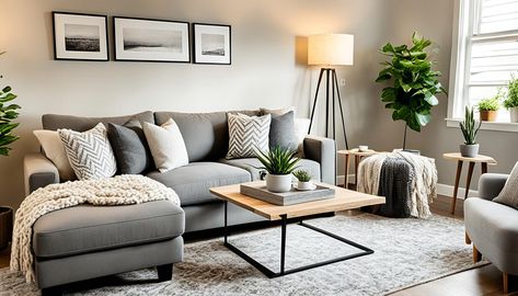 20 Grey Sofa Living Room Decor Ideas - WorkFleek Grey Couch Living Room Ideas Apartment, Cushion On Grey Sofa, Lounge With Grey Sofa, Grey Sofa Cushion Ideas, Grey Sofa Living Room Decor, Light Grey Sofa Living Room Ideas, Living Room With Grey Couch, Grey Couch Styling, Cushions For Grey Sofa