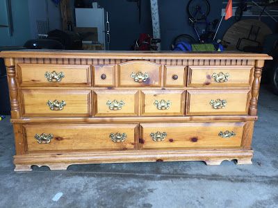 Repurposed Dresser to Kitchen Buffet! Dresser In Kitchen Storage, Diy Kitchen Buffet, Diy Dresser To Buffet, Long Dresser Repurposed Ideas, Dresser Buffet Repurposed, Turn Dresser Into Buffet, Bar Out Of Dresser, Dresser In Kitchen, Dresser Turned Buffet