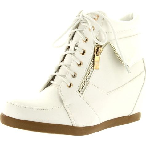 Top Moda Womens Peter-30 Fashion Sneakers White 9 ($40) ❤ liked on Polyvore featuring shoes, sneakers, white sneakers, wedge sneakers, wedge trainers, wide flat shoes and wedge flats Wedged Sneakers, White Wedge Sneakers, White Wedge Shoes, Wedge Tennis Shoes, High Heels For Kids, Sneakers Aesthetic, Kids Ankle Boots, High Top Wedge Sneakers, Kids Heels