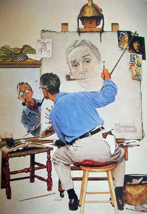 norman rockwell - Google Search Norman Rockwell Self Portrait, Norman Rockwell Art, Rockwell Paintings, Norman Rockwell Paintings, Evening Post, Cover Illustration, February 13, Norman Rockwell, Mail Art