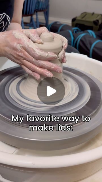 Sarah Catherine Clay on Instagram: "I don’t know about anyone else, but I am not a fan of making lids. At least that was the cause until I learned to throw lids off the hump. This way is so much faster and easier for me. I can make multiple at a time and pick the best one out of the bunch. No more fiddling with adding finials!   #wheelthrown #wheelthrownpottery #finial #lid #throwingoffthehump #shimpowheel #shimpowhisper #howto #demonstration #tutorial #pottery #ceramics #making #clay" Pottery Lids How To, Pottery On The Wheel, Pottery Basics, Pottery Lids, Pottery With Lid, Clay Hacks, Pottery Tutorials, Throwing Clay, Making Clay