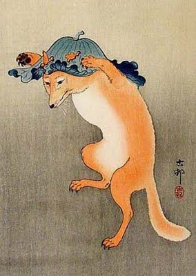 Japanese Fox Spirits Japanese Fox, Art Fox, Japanese Monster, Art Chinois, Japanese Mythology, Fox Spirit, Ohara Koson, Japanese Folklore, Japanese Illustration