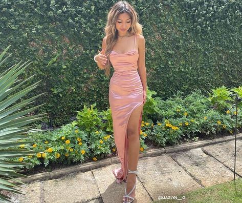 Pink Hoco Dress, Pink Satin Dress, Pink Long Dress, Pink Silk Dress, Classy Prom Dresses, Pink Formal Dresses, Pink Prom Dress, Prom Dress Inspiration, Cute Prom Dresses