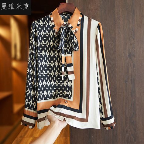 Silk Shirts Women, Silk Clothing, Silk Shirts, Fashion Top Outfits, Women Design, Trendy Fashion Tops, African Inspired Fashion, Printed Shirt Dress, Summer Fashion Outfits