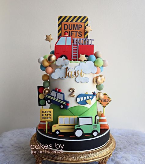 Transportation Theme Cake Ideas, Vroom Vroom Birthday Party, Transportation Cakes For Boys, Vehicles Birthday Cake, Vehicle Theme Cake, Car Theme Cake For Kids, Transportation Birthday Cake, Vehicles Cake, Transportation Birthday Theme