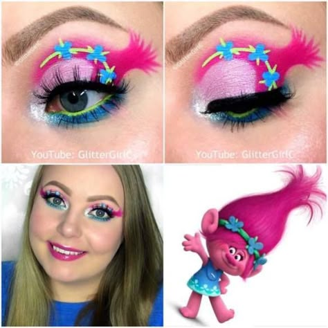 Trolls Poppy Makeup :D Trolls Face Paint, Trolls Makeup, Poppy Makeup, Poppy Halloween Costume, Trolls Costume, Makup Looks, Poppy Trolls, Troll Costume, Trolls Poppy