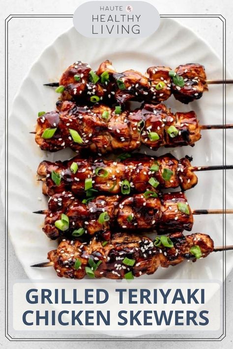 Sticky Chicken Skewers, Teriyaki Chicken Skewers Grilled, Chicken Tikka Skewers, Teriyaki Chicken Kabobs On The Grill, Teriyaki Dishes, Teriyaki Chicken On A Stick, Healthy Chicken Teriyaki, Skewer Recipes Appetizers, Chicken Kebobs