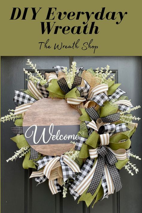 Learn how to make this Everyday Welcome Wreath in Neutral Colors using a Wreath Kit from The Wreath Shop! The full tutorial is available on our Youtube channel found in our bio. This wreath can be used any time of year, or in between seasons and occasions, to dress up your door! DIY Deco Mesh Wreath Full Wreaths For Front Door, Call Wreath Diy, Succulent Deco Mesh Wreath, Everyday Deco Mesh Wreaths, How To Make Mesh Ribbon Wreaths, Making Door Wreaths, Mesh Wreath Ideas Year Round, Fall Wreaths Neutral Colors, Diy Ribbon Wreaths For Front Door