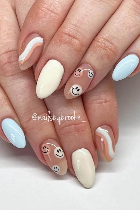 Rounded Acrylic Nails, Teen Nails, Cute Simple Nails, Simple Gel Nails, Summery Nails, Girly Acrylic Nails, Her Nails, School Nails, Really Cute Nails