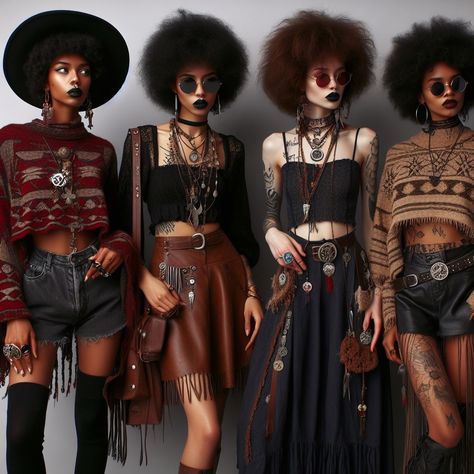 Indigenous Punk, Boho Club Outfit, Gypsycore Fashion Aesthetic, Spiritual Aesthetic Outfit, Goth Girl Aesthetic Outfit, Black Boho Outfits, Afro Goth Aesthetic, Dark Boho Outfits, Dark Bohemian Fashion