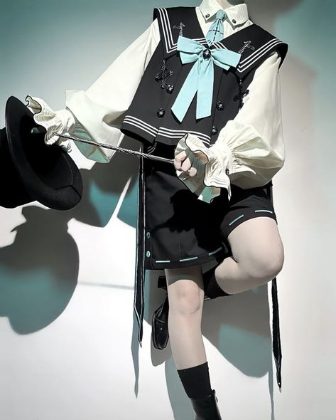 New Release: LizBird 【-The Future Magician-】 #Ouji Full Set  ◆ Shopping Link >>> https://lolitawardrobe.com/lizbird-the-future-magician-ouji-full-set_p8456.html Ouji Accessory, Sailor Reference, Magician Pose Reference, Train Conductor Outfit, Ouji Style, Suit Pose, Wizard Outfit, Gothic Suit, Victorian Style Clothing