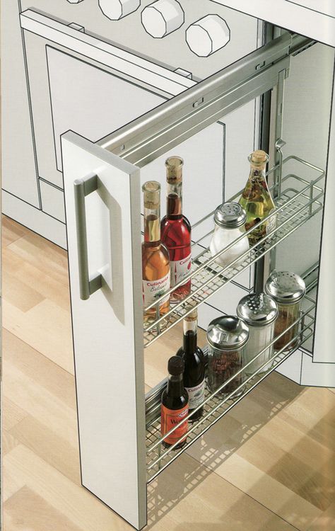 Metal Pullout Spice Rack Pullout Spice Rack Cabinet, Bottle Pullout Kitchen, Kitchen Bottle Storage, Pullout Spice Rack, Kitchen Bottle Rack, Wet Kitchen, Spice Rack Kitchen, Pull Out Spice Rack, Cabinet Spice Rack