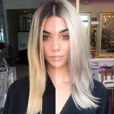 behindthechair.com on Instagram: “* Start Over Saturday... by @nicoleloyolahair From grown out highlights to a rooted bleach & tone. This process took 5 hours 😩 ❄️…” Grown Out Highlights, Blonde Hair With Roots, Shadow Root, Dark Roots Blonde Hair, Balayage Hair Blonde, Platinum Blonde Hair, Hair Color And Cut, Bleached Hair, Hair Color Balayage