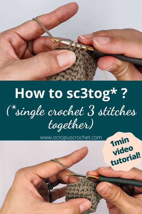 Sc3tog Crochet, How To Single Crochet, Wedding Crochet Patterns, Wedding Crochet, Octopus Crochet, Sc Crochet, Different Crochet Stitches, Single Crochet Decrease, Crochet Decrease