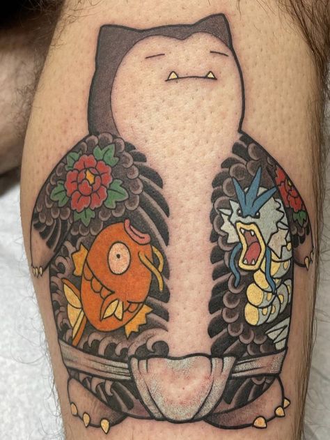 Snorlax Tattoo, Are Tattoos, Gotik Tattoo, Irezumi Tattoo, Nerdy Tattoos, Japan Tattoo Design, Tattoo Zeichnungen, Muster Tattoos, Theme Tattoo