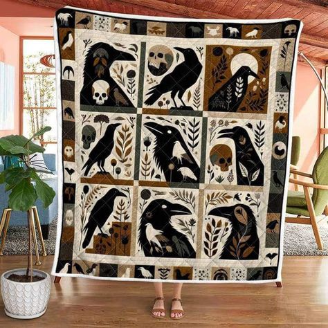 Crow Quilt, Bird Quilt, Halloween Quilts, Crafty Craft, Quilting Crafts, Crows, Fabric Art, Quilt Inspiration, Paper Piecing