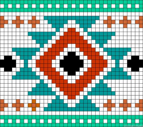 A61218 - friendship-bracelets.net Western Alpha Pattern, Loom Beading Patterns, Navajo Pattern, Native American Beadwork Patterns, Tapestry Pattern, Bead Loom Designs, Kilim Pattern, Crochet Wall Hangings, Pixel Crochet