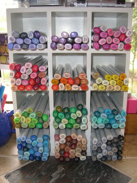 Copic Marker Storage, Copic Storage, Arts And Crafts Storage, Art Supplies Storage, Art Studio Organization, Marker Storage, Art Supply Organization, Pencil Storage, Art Markers