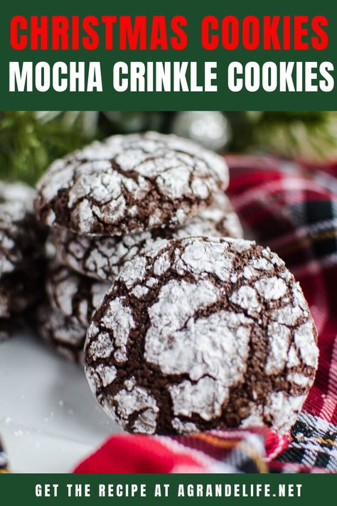 Coffee Flavored Cookies, Chocolate Crinkle Cookies Recipe, Cool Whip Cookies, Crackle Cookies, Crinkle Cookies Recipe, Mocha Cookies, Chocolate Crinkle, Chocolate Crinkle Cookies, Chocolate Crinkles