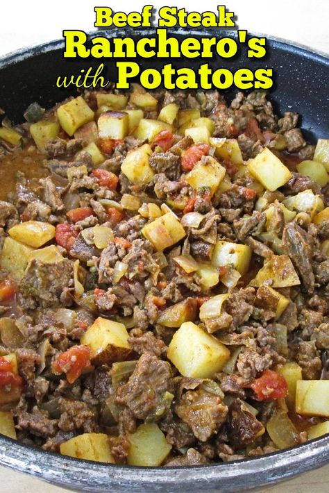 Steak Ranchero, Rice For Breakfast, Steak And Potato Soup, Breakfast With Eggs, Recipe With Potatoes, Mexican Steak, Mexican Main Dishes, Beef Fajitas, Beef Steak Recipes