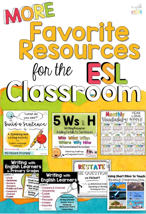 This blog post shares some of my all time favorite resources to use in an elementary ESL classroom. Each one is kid tested and teacher approved. Esl Teaching Elementary, Esol Resources, Teaching Ell Students, Esol Classroom, Ell Strategies, Esl Elementary, Ell Activities, Ell Resources, Teaching English Language Learners