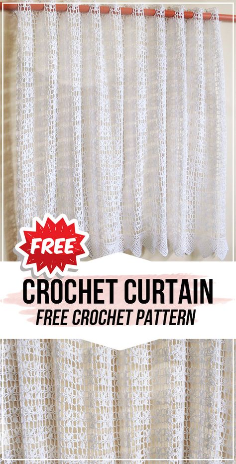 Diy Crochet Curtains, Crochet Curtain Holder, Valance Patterns, Crochet Curtain Pattern, Beau Crochet, Crochet Table Runner Pattern, Curtain Holder, Crochet Curtains, Crochet Table Runner