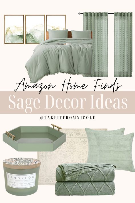 White Bedroom With Sage Green Accents, Sage Room Ideas Bedroom, Sage Green And Gold Bedroom Ideas, Math Bedroom, Green Comforter Bedroom, Sage Green Room, Sage Bedding, Sage Decor, Grey And Gold Bedroom