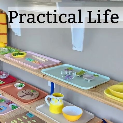 Montessori Preschool Set Up, Montessori Classroom Practical Life, Cgs Practical Life, April Practical Life Montessori, Practical Life Activities Kindergarten, Montessori Practical Life Shelf, Spring Practical Life Montessori, Practical Life Activities Preschool, Montessori Practical Life 3-6 Activities