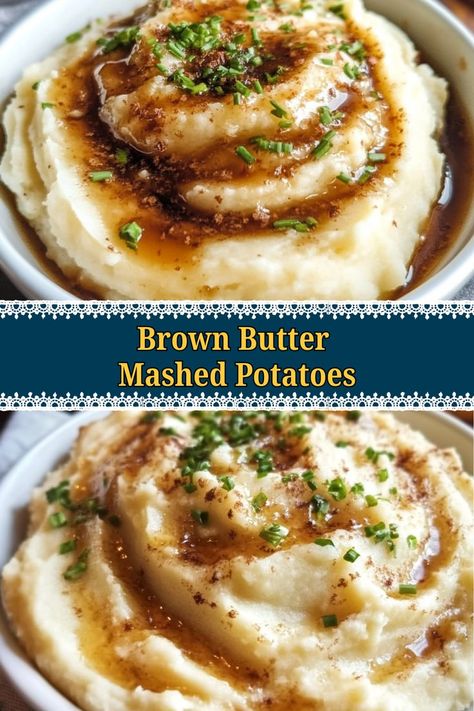 Discover the magic of brown butter in these delightful mashed potatoes, where creamy goodness meets nutty richness. A must-have side dish for Thanksgiving or family gatherings, they’ll have everyone coming back for more! Brown Butter Mashed Potatoes Recipe, Boursin Brown Butter Mashed Potatoes, Brown Butter Potatoes, Dinner With Mashed Potatoes As A Side, Thanksgiving With A Twist, Mashed Potatoes Recipe Thanksgiving, Mash Potatoes Recipe, Brown Butter Mashed Potatoes, Thanksgiving Mashed Potatoes