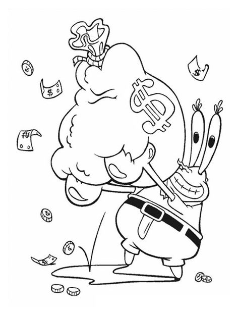 Mr Krabs With A Bag Full Of Money In Krusty Krab Coloring Page : Color Luna Brats Coloring Page, 90s Cartoon Coloring Pages, Money Coloring Pages, Men Coloring Pages, Spongebob Coloring Pages, Ryan Sullivan, Coloring Rocks, Spongebob Coloring, Spongebob Drawings