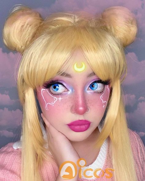 Anime Makeup Kawaii, Sailor Moon Makeup, Sailor Moon Costume, Anime Cosplay Makeup, Halloween Makeup Diy, Anime Makeup, Doll Eye Makeup, Kawaii Makeup, Cosplay Kawaii