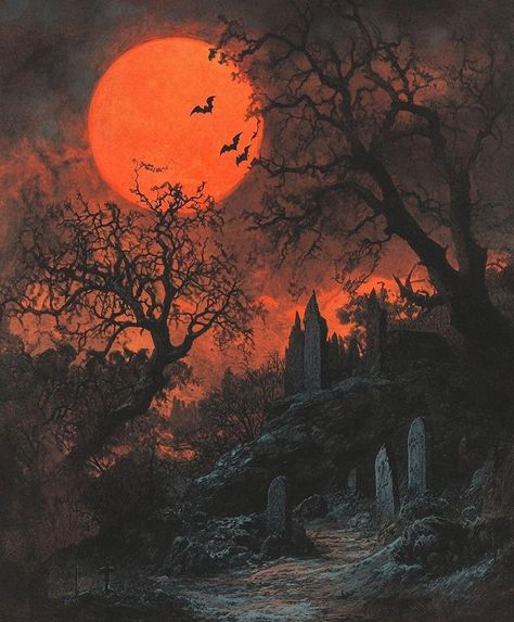 Graveyard Painting, Graveyard Aesthetic, Halloween Core, Kali Mata, Cemetery Art, Gothic Gifts, Halloween Inspo, Creepy Art, Halloween Pictures