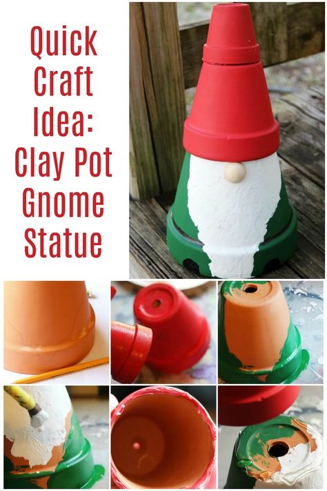 This is the cutest clay pot gnome craft I have ever seen! It's such a simple garden gnome statue made on a budget! Click here to see how she makes this terra cotta pot gnome super fast! #claypotgnome #terracottapotgnome #gardengnomestatue #gnome #gardengnome #diygnome #rufflesandrainboots Clay Pot Ideas, Terra Cotta Pot Crafts Diy, Clay Pot Projects, Terra Cotta Clay Pots, Flower Pot People, Clay Pot People, Garden Gnomes Statue, Making Clay, Pot People