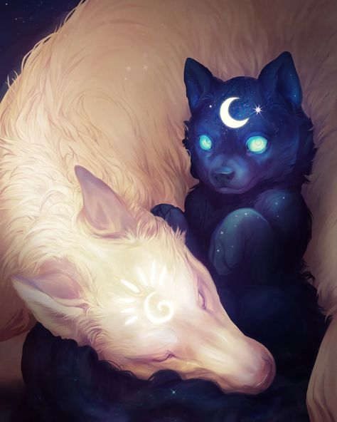 Scrool...scroll... Scroll- - - > 💫✨Here is my cosmic family. It's a celestial story about a mother and her pup✨. Still can't decide which part I like the most. . . . . #familylove #celestialfamily #animalart #dogs #fantasy #stars #digitalillustration #illustration #fantasystory #procreateart Wolf Pup Art, Fantasy Wolf Art, Wolf Illustration Art, Fantasy Animal Art, Fantasy Wolves, Celestial Animals, Star Wolf, Snow Wolf, Wolf Illustration