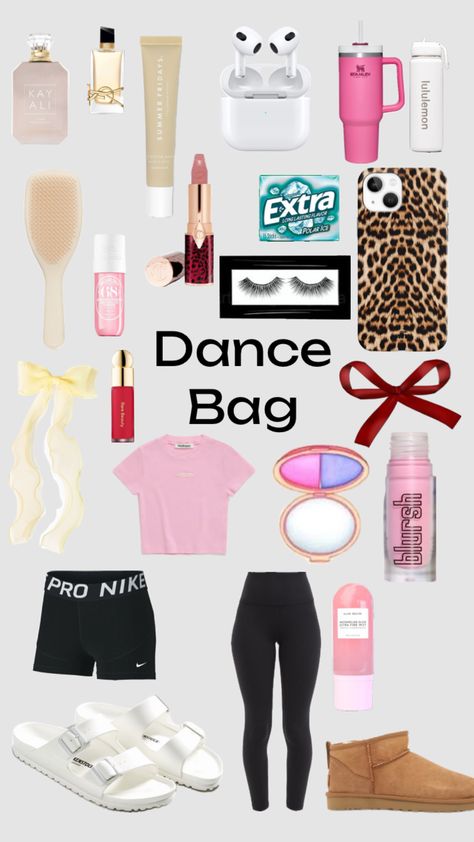 #dance #dancebag #dancers Dance Bag Essentials, Dancer Essentials, Dance Wishlist, Theatre Rehearsals, Dance Stuff, Acrobatic Gymnastics, Sports Bags, Disco Dance, Ice Dance