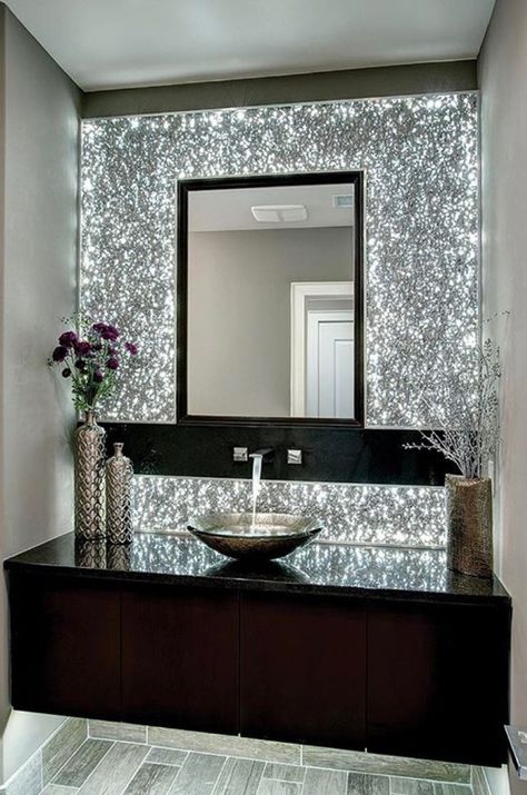 Glitterrrrr Aluminum Wall Panel, Glitter Wall, Floating Vanity, Room Interior Design, Style At Home, Design Case, Home Fashion, 인테리어 디자인, Bathroom Sink