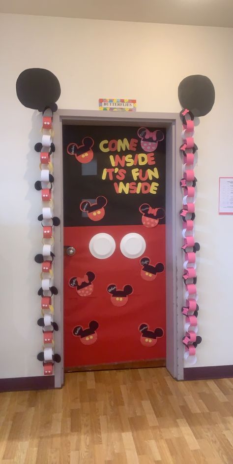 Mickey Mouse Clubhouse Bulletin Board, Mickey Classroom Door, Disney Halloween Classroom Door Ideas, Mickey Mouse Classroom Door, Mickey Mouse Bulletin Board Ideas, Daycare Room Themes, Mickey Mouse Photo Booth, Mickey Cake Pops, Mickey Classroom