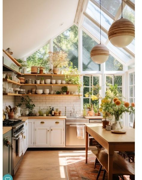 Cottagecore Kitchen Remodel, Colourful Cottage Kitchen, Small Cottage Kitchens, Cottage Minimalist, Cottage Ranch, Maine Cabin, Cottage Kitchen Ideas, Minimalist Cottage, Cozy Cottage Kitchen