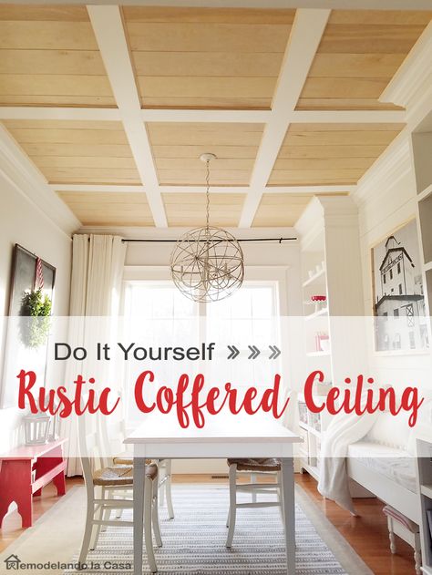 Rustic Coffered Ceiling, Ceiling Remodel, Diy Rustic Home, Rustic Ceiling, Rustic Bedroom Decor, Diy Rustic Decor, Basement Makeover, Diy Ceiling, Ceiling Ideas