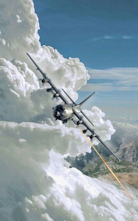 Ac 130, C 130, Vintage Airplanes, Vintage Aircraft, Aviation Art, Guardian Angel, Military Aircraft, Aircraft