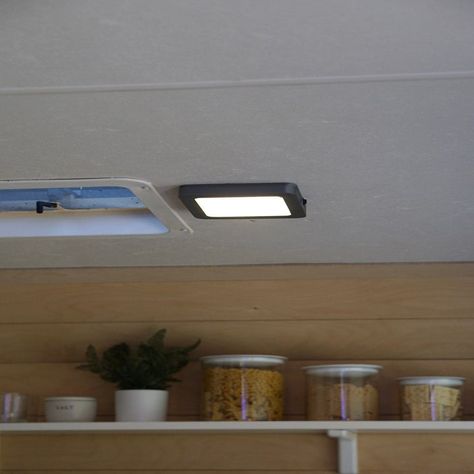 Add some light without any electrical work by using a magnetic LED light that requires absolutely no installation. Replacing Rv Light Fixtures, Rv Light Fixtures, Rv Lighting Fixtures, Camper Lights, Boat Interior Design, Rv Lighting, Boat Interior, Dome Light, Electrical Work