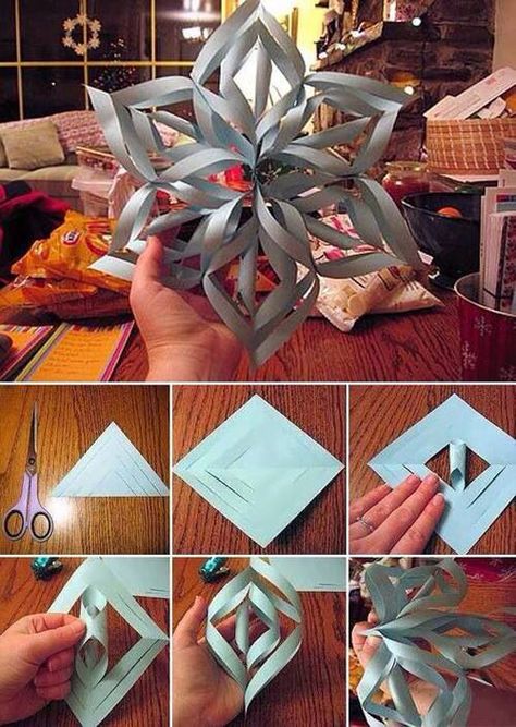 I want to make one! Oppgaver For Barn, 3d Paper Snowflakes, Paper Snowflake, Desain Quilling, Navidad Diy, Paper Snowflakes, Noel Christmas, Winter Crafts, Christmas Deco