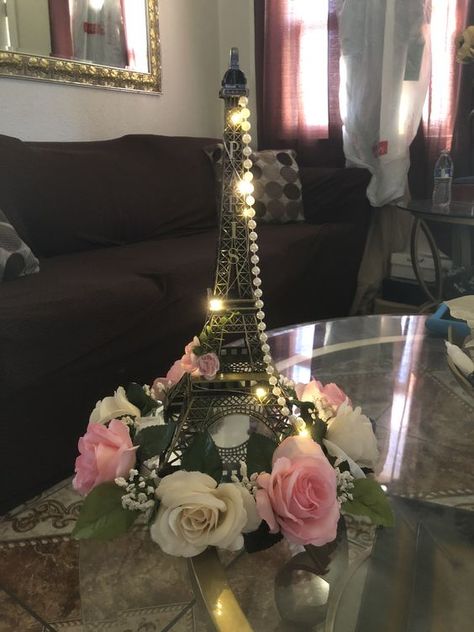 Paris Centerpiece Ideas, Paris Engagement Party, Paris Theme Quinceanera, Paris Centerpieces, Paris Wedding Theme, Eiffel Tower Centerpieces, Paris Theme Centerpieces, Paris Quinceanera Theme, Paris Prom Theme