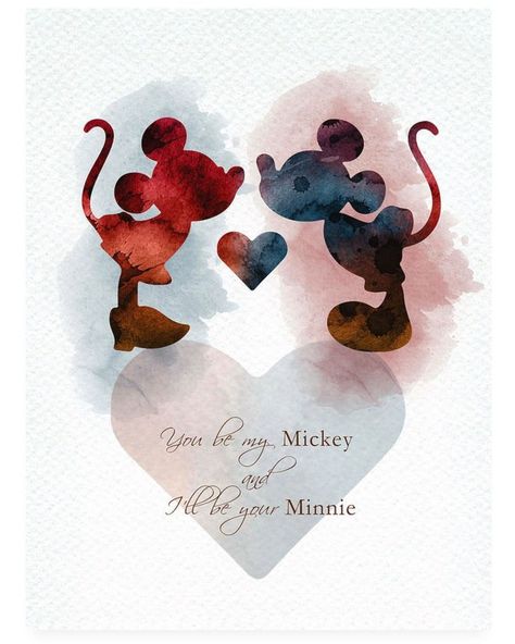 Love Cross Stitch Pattern, Mickey And Minnie Love, Love Watercolor, Mickey And Minnie Mouse, Mickey And Minnie, Greeting Card, Minnie Mouse, Digital Art, Art