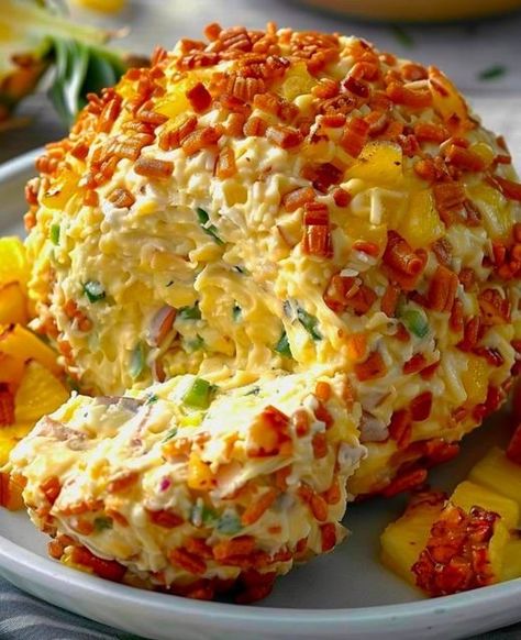 Heavenly Pineapple Cheeseball - ALL RECIPES GUIDE Pineapple Cheeseball Recipes, Pineapple Cheeseball, Cheeseball Recipe, Superbowl Recipes, Pineapple Cheese, Pineapple Delight, Asian Dinner, Fruit Ideas, Ball Recipes